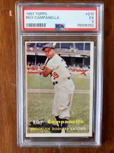 1957 Topps Brooklyn Dodgers - Roy Campanella #210 - Gray Back -  PSA 5 EX - HOF