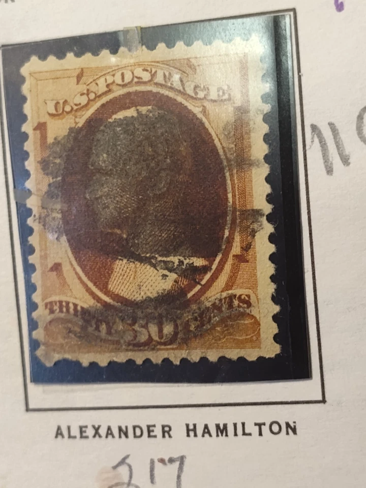 1888 US Stamps SC #217 30c Alexander Hamilton Used 136 - Image 1 of 1