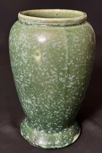 Vintage Brush Pottery Green Speckled Glaze Vase 7.5" tall #716 - Picture 1 of 4