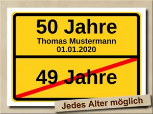Ortsschild Deko Geburtstag Party Geschenkidee Dekoration 18 20 30 40 50 60 NEU - Bild 1 von 1