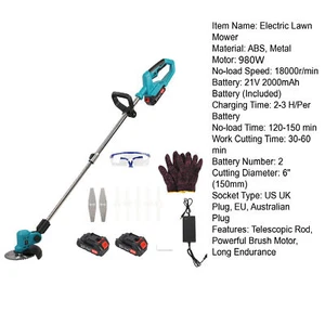 21V Electric Lawn Mower Rechargeable D-Shaped Handle 21V 2000mAh Battery - Picture 1 of 15
