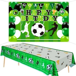 Soccer Happy Birthday Backdrop and Table Cover Set - Soccer Theme Party Photo Pr - Picture 1 of 12
