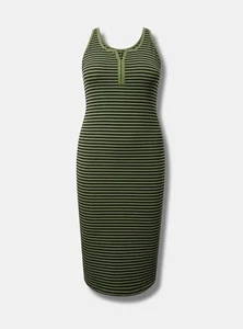 Torrid Tank Dress Ribbed Hook Eye Green Black NWT New 2X - Picture 1 of 9