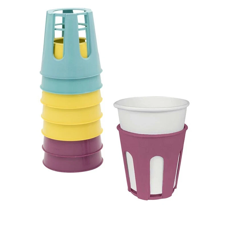 48 REGGI BICCHIERI PLASTICA PORTA BICCHIERI COLORATI SOTTOBICCHIERI ANTI CADUTA - Immagine 1 di 4