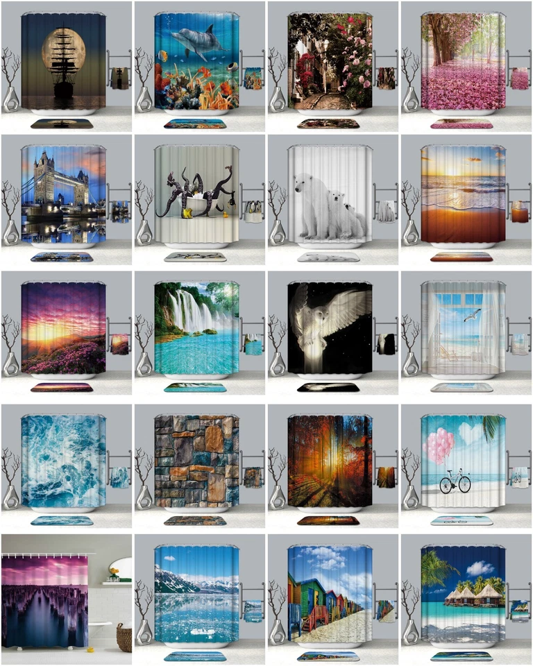 Duschvorhang Textil Badewannenvorhang 180x200cm inkl Ringe Anti Schimmel Design5 - Bild 1 von 1