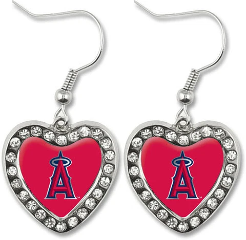 Los Angeles Angels Crystal Heart Earrings MLB New Cover