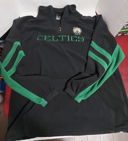 Vintage NBA Boston Celtics Sweater Half Zip Black Size Adult Large Official Cover