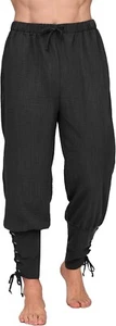 Spooktacular Men Medieval Renaissance Pants, Ankle Banded Pirate Pants - Small - Picture 1 of 4