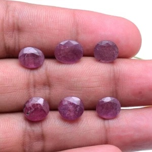 6 Pcs Natural Ruby Pinkish Red 9mm-10mm Oval Cut Gorgeous Loose Gemstones Lot - Picture 1 of 5