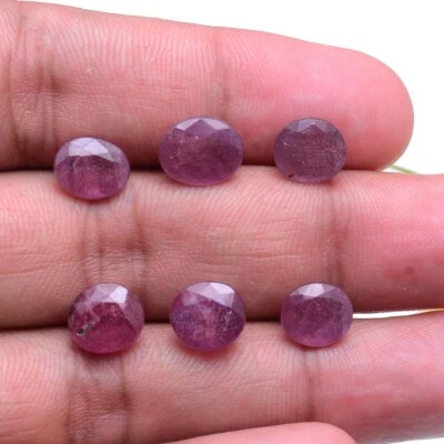 6 Pcs Natural Ruby Pinkish Red 9mm-10mm Oval Cut Gorgeous Loose Gemstones Lot - Image 1 of 4
