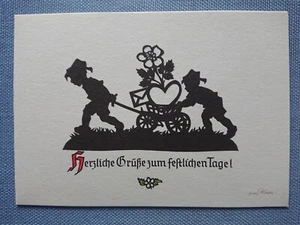 alte Ansichtskarte Faltkarte Georg Plischke Spruch Kinder Blumen Scherenschnitt - Imagen 1 de 2