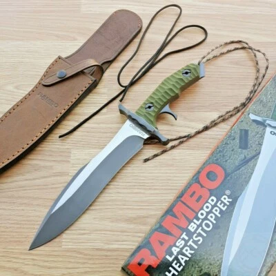 Faca fixa Rambo Last Blood 9" lâmina de aço inoxidável cabo sintético esculpido - Imagem 1 de 4