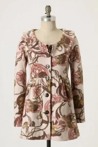 ¡Nuevo! NUEVO CON ETIQUETAS Chaqueta Anthropologie Floral "Kirklees Sweater Coat" 100% Lana Merino S - Imagen 1 de 8