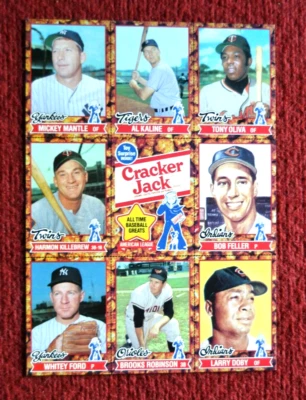 Mickey Mantle Whitey Ford Brooks Robinson Al Kaline Cracker Jack Sheet Oddball - Image 1 of 2
