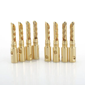 8x Pozłacana miedź BFA 4mm Wtyczka bananowa Wtyczka Wtyczka Wtyczka głośnikowa do kabla HIFI - Zdjęcie 1 z 9