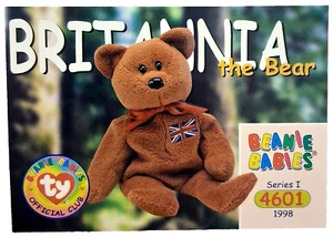 BRITANNIA THE BEAR 1998 TY BEANIE BABIES 4601 SERIES 1 BBOC #56 CARD NR - Picture 1 of 3