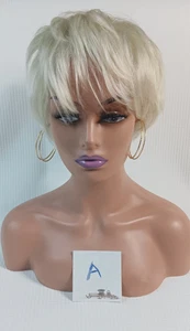 Mujer Transpirable Red Ajustable Hebilla Corta Sintético Blanco Peluca Pequeña - Imagen 1 de 8