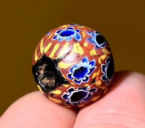 Antike venezianische runde Millefiori italienische Murrine Glas Rohr Perle, afrikanischer Handel - Bild 1 von 9
