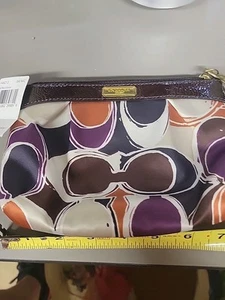 Coach Multicolor "Ashley" Signatur Satin Schal Print und Leder Handgelenk Handtasche... - Bild 1 von 8