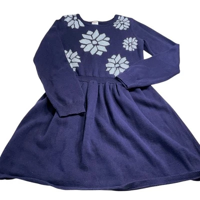 Vestido Suéter Gymboree Niñas Azul Marino Copo de Nieve Manga Larga Talla 12 Fiesta de Vacaciones Foto 1 de 4