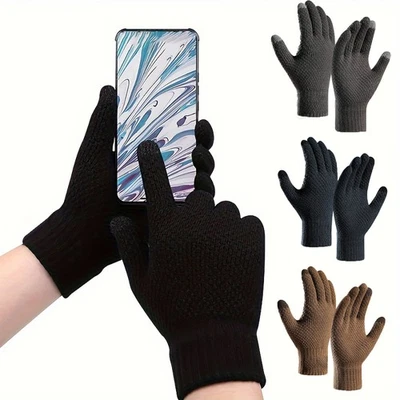 Hombres Mujeres Invierno Térmico A Prueba de Viento Guantes Tejidos Pantalla Táctil Esquí Guantes Cálidos Foto 1 de 4