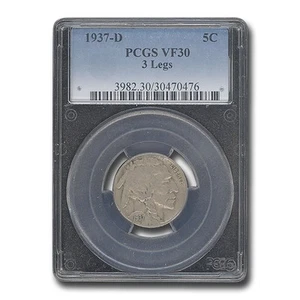 1937-D 3 Legged Buffalo Nickel VF-30 PCGS - Picture 1 of 4
