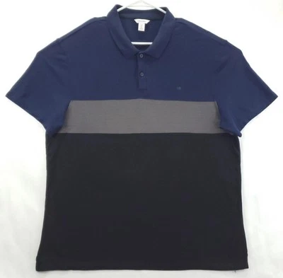 Calvin Klein Polo Shirt Mens 2XL Black Blue 100% Cotton Golf Classic - Image 1 of 4