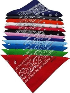 100% Cotton Paisley Printed Bandanas 12 Colors 22x22 Inches Large Thick Scarf... - Picture 1 of 6