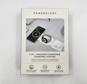 Powerology Station de Charge Pliable MagSafe 3 en 1 Blanc - Photo 1 sur 4