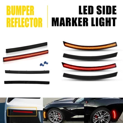 LED Side Light Marker Rear Reflector Bumper Kit for Chevy 2014-2019 Corvette C7 - Image 1 of 2