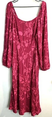 Vestido Feminino Ava and Viv Sweetheart Tamanho XXL Magenta Leve Manga Longa 2X - Imagem 1 de 4