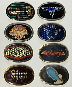 LOT OF 8 1970’s PACIFICA BELT BUCKLE ROCK BAND GROUP BUCKLES ZEPPELIN QUEEN L@@K - Picture 1 of 17