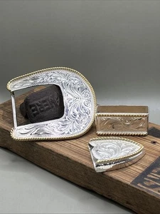 De Colección Justin Plata México Oro Trenza Hebilla Punta Guardián - Imagen 1 de 7