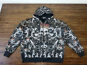 Club Chaos Sudadera con Capucha Y2K Calavera Talla Grande Cremallera Completa Años 2000’s Fleur Dis Lis Aop De Colección - Imagen 1 de 10