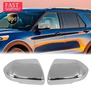 LH+RH Chrome Side Mirror Cover Cap Replacement For Ford Explorer CD6 2020-2024 - Picture 1 of 12