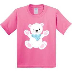 Inktastic Polar Bear, White Bear, Cute Bear, Bear With Scarf Youth T-Shirt Cub - Picture 1 of 9
