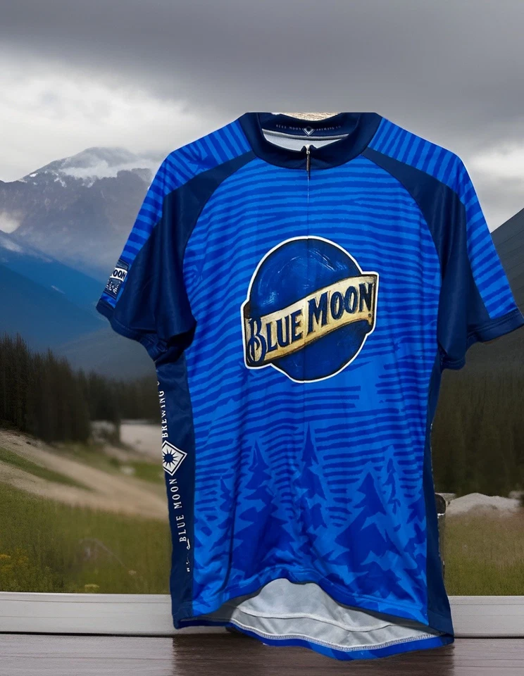 Primal Cycling Jersey XXL Bicycle Blue Moon Brewing Back Pockets Bike Shirt Mens - Image 1 of 4