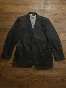Linea Uomo Leather Blazer Size 44R | Men’s Black Leather Jacket | Classic Fit - Picture 1 of 8