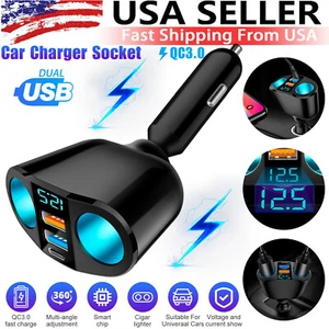 Adaptador de corriente LED cargador USB doble divisor enchufe encendedor de cigarrillos coche 2 vías - Imagen 1 de 10