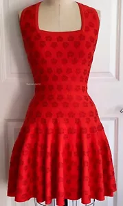 Azzedine Alaia ORANGE SKATER FIT & FLARE FLOWER PRINT VISCOSE DRESS 42 40 - Picture 1 of 5