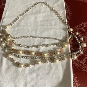 Vintage SAO Faux Pearl & Bead 5 Strand Necklace - Picture 1 of 7
