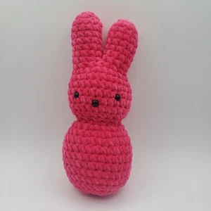 Hase Kaninchen Plüsch rosa 11 Zoll Handarbeit gehäkelt Amigurumi Plüschtier Stofftier / BB - Bild 1 von 3