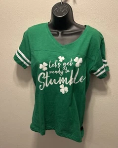 Women’s St.Patricks Day Shirt”Let’s Get Ready To Stumble” Size Medium - Picture 1 of 5