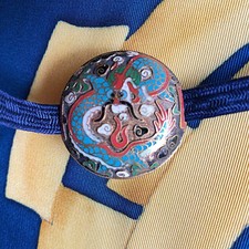 Japanese Antique Ojime Netsuke cloisonne dragon Phoenix