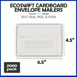 2000 - 6.5x4.5 ECOSWIFT SELF SEAL RIGID SHIPPING FLATS CARDBOARD ENVELOPE MAILER - Picture 1 of 8