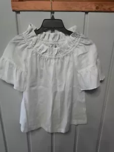 Sara Campbell White Linen Peasant Blouse Size S - Picture 1 of 6