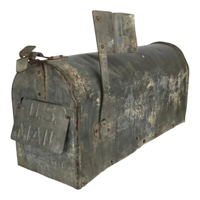 Buzón de granja rústico rural galvanizado metal noroeste vintage hecho en EE. UU. Foto 1 de 4