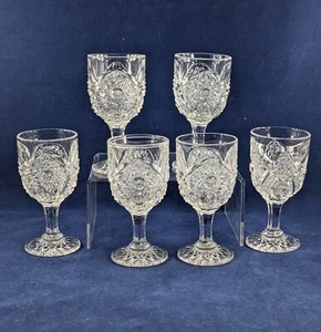c. 1907 Westmoreland Glass Co EAPG "Indian Sunset" 2oz Wine Glasses, Set of 6 - Picture 1 of 6