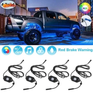 4-Pods RGB LED Rock Lights Wireless Bluetooth Music Multi-color Off Road Truck - Foto 1 di 8
