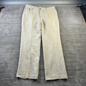 VINTAGE Polo Ralph Lauren Pants Mens 34x30 Beige Tan Silk Linen Classic Fit - Picture 1 of 11
